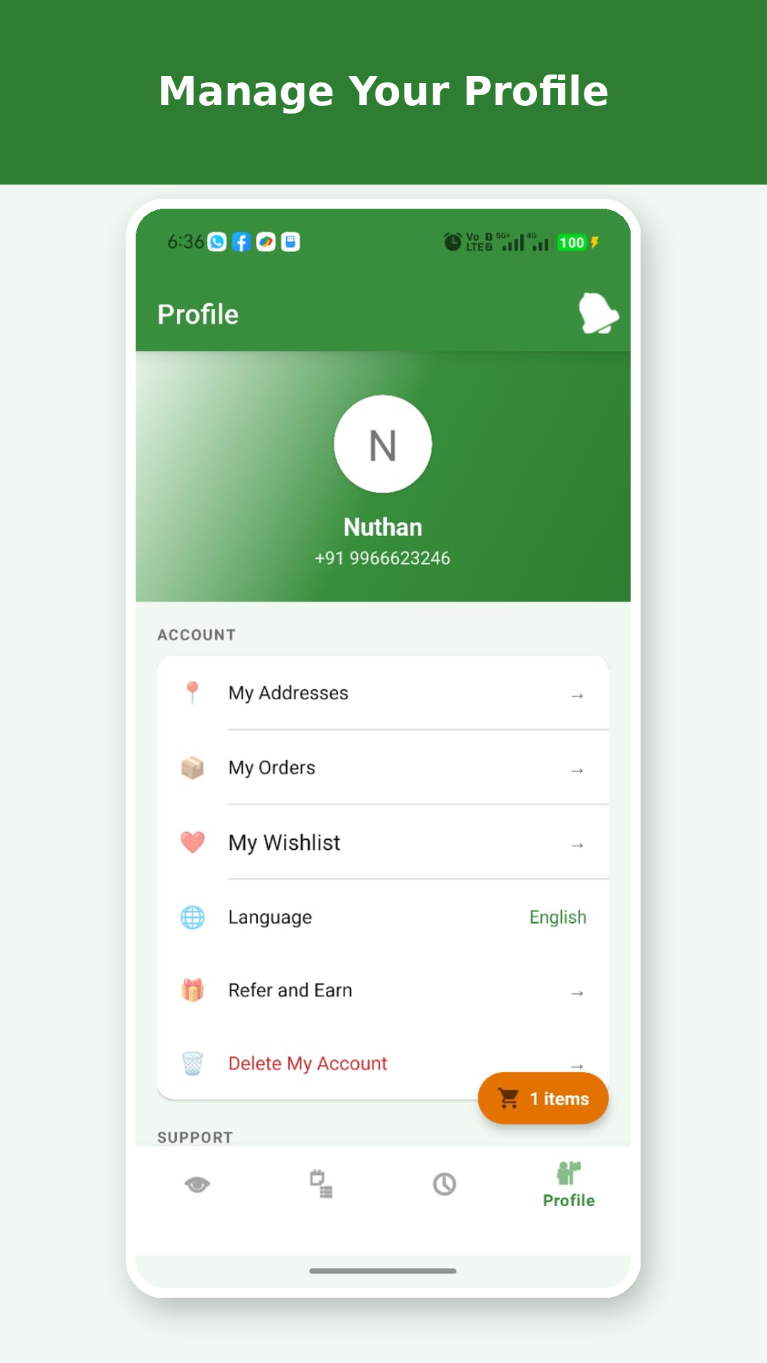 Profile with rewards